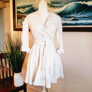 Diane Von Furstenberg Rosina Eyelet Shirt Dress 8